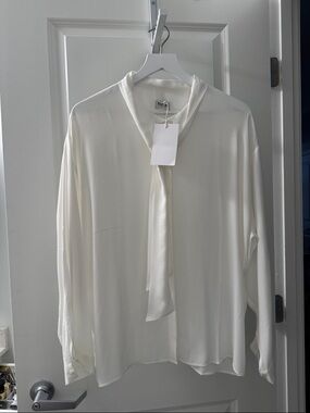 Filippa K Amelia White Tie-Neck Blouse size EU 38 / US 8 NWT